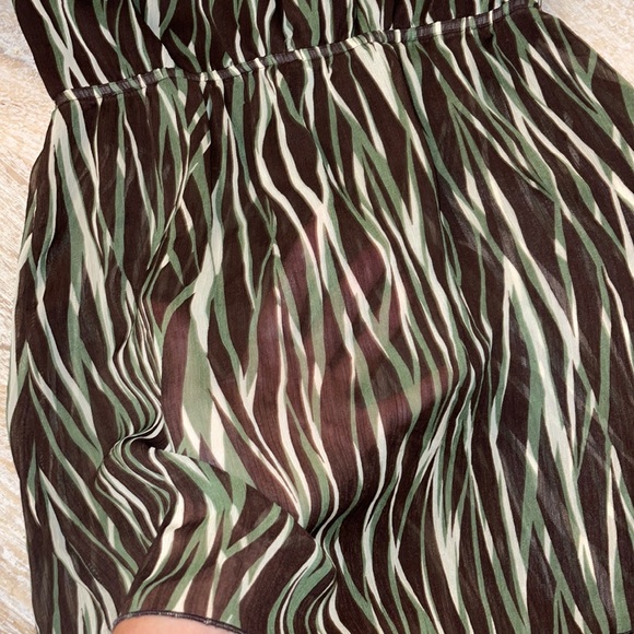 Vintage 90s Y2K sheer brown green dressy top size medium - Picture 3 of 5